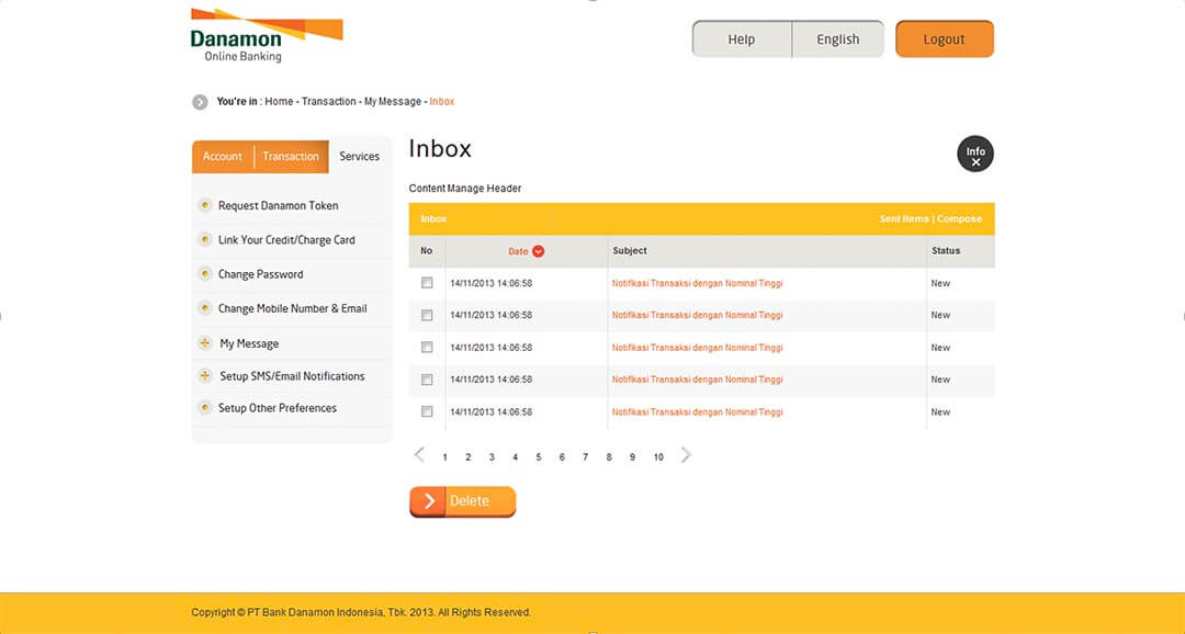 danamononline banking features