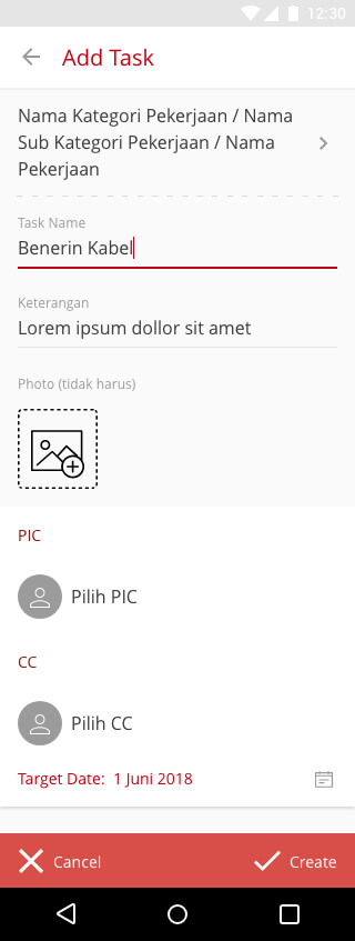 piqca pulau intan add task pekerjaan