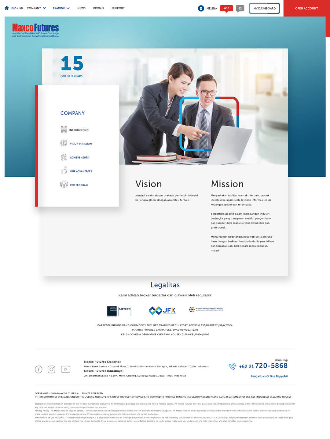 maxcofutures company visi misi