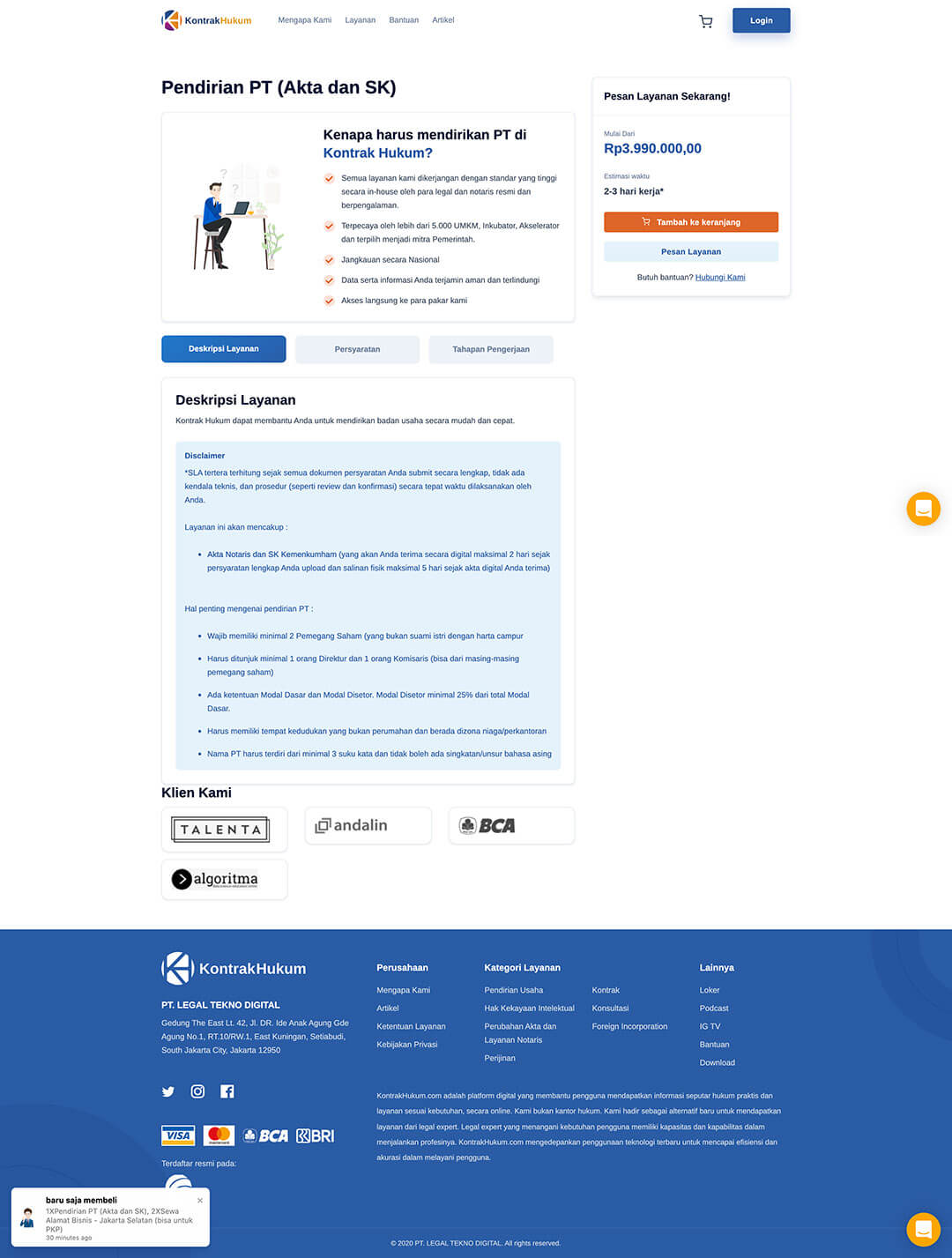 kontrakhukum services pembuatan pt