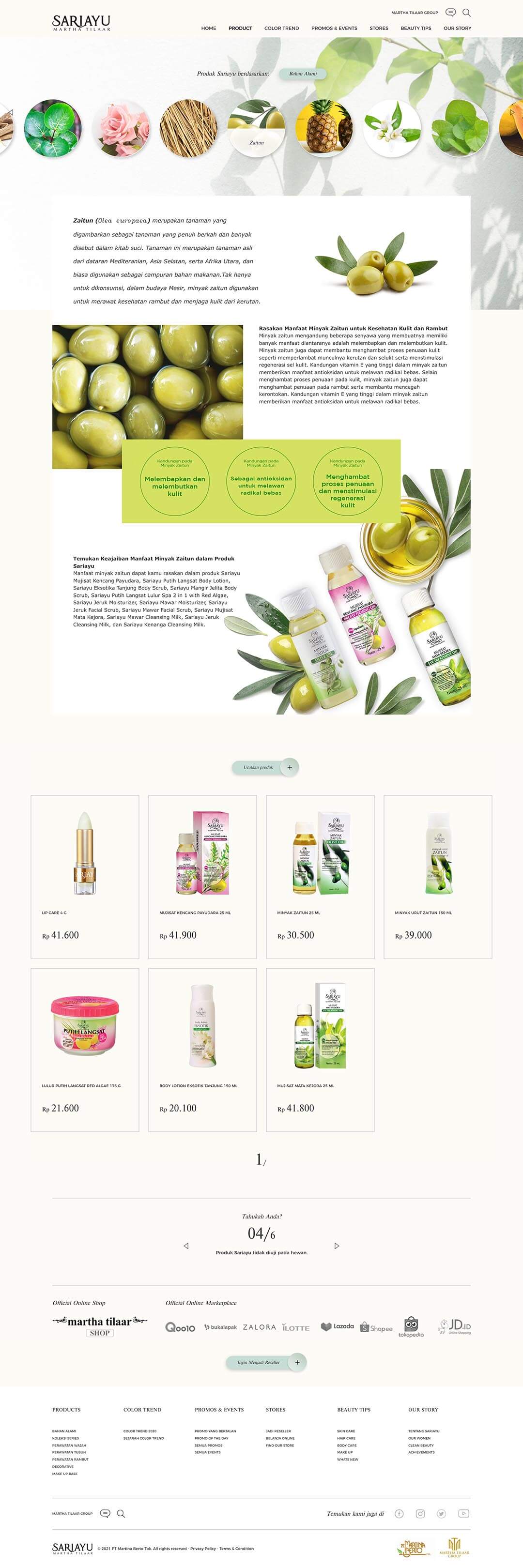 sariayu product bahan alami