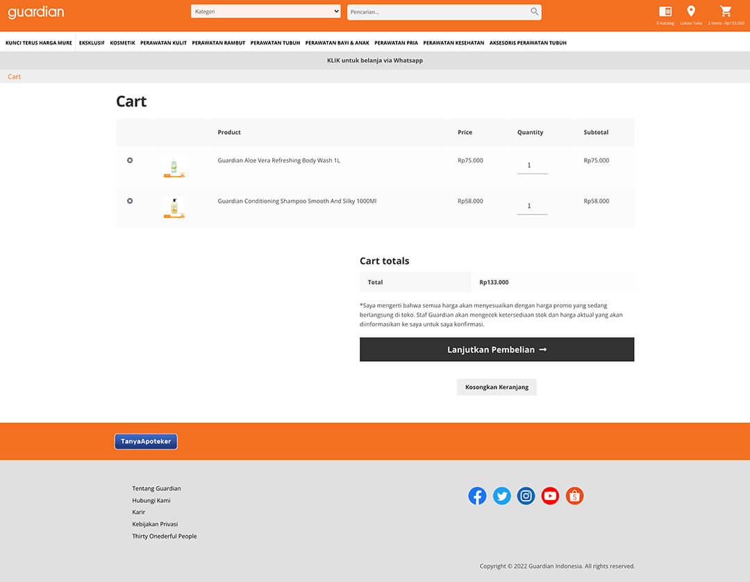 guardian indonesia cart