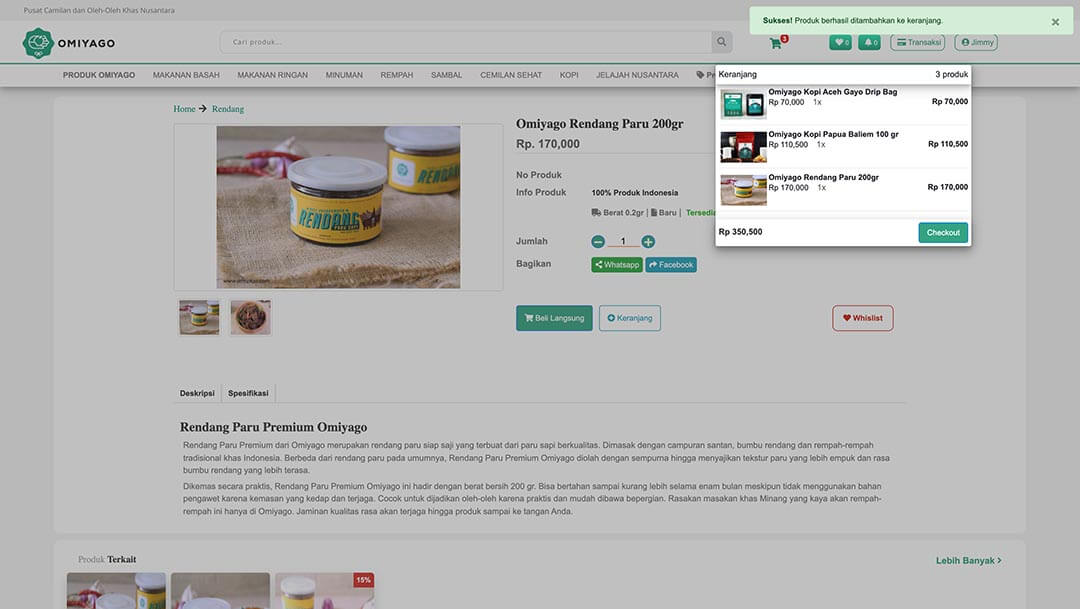 omiyago detail rendang omiyago rendang paru 200gr