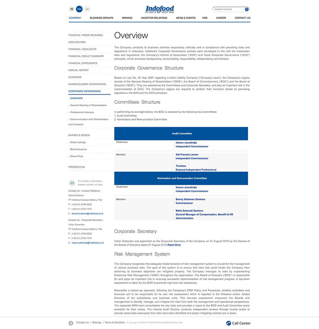 indofood investor relation governance overview