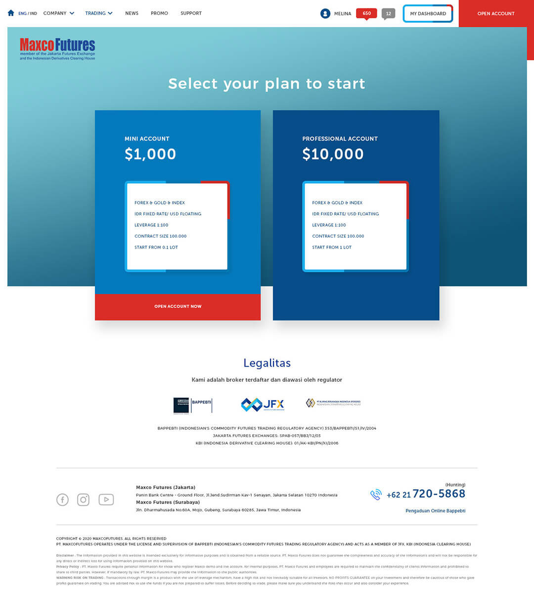 maxcofutures trading account